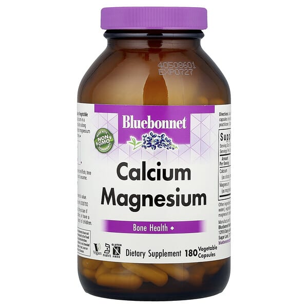 Bluebonnet Nutrition Calcium Magnesium, 180 Vegetable Capsules