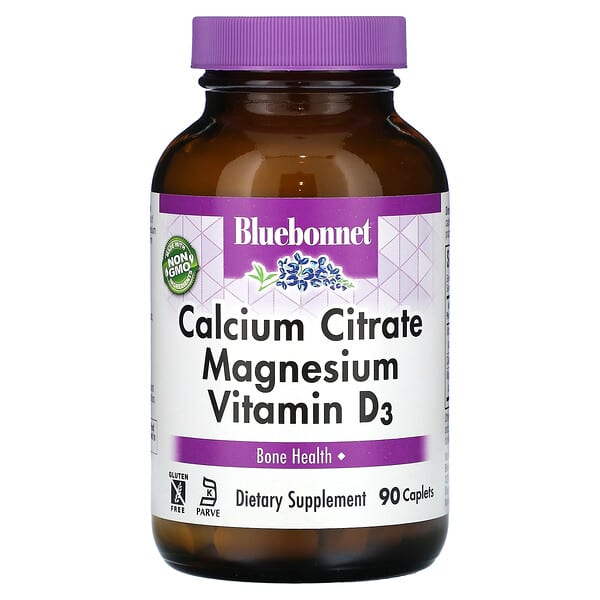 Bluebonnet Nutrition, Citrato de calcio, magnesio y vitamina D3`` 90 comprimidos
