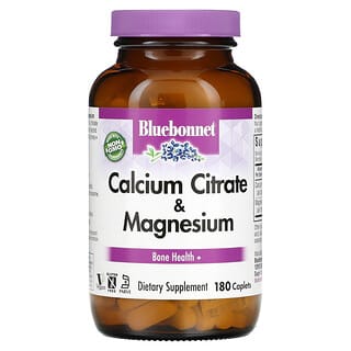 Bluebonnet Nutrition, Citrato de calcio más magnesio, 180 comprimidos