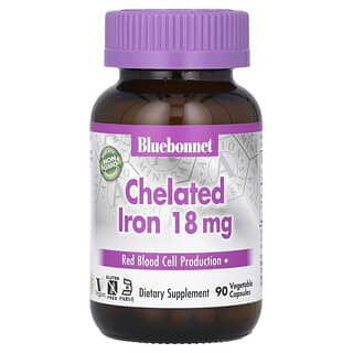 Bluebonnet Nutrition, Chelatiertes Eisen, 18 mg, 90 pflanzliche Kapseln