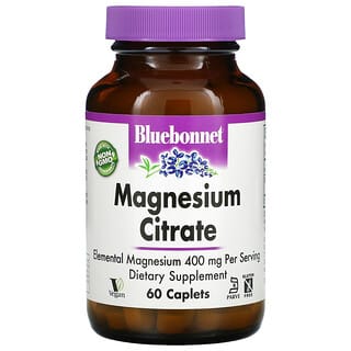 Bluebonnet Nutrition, Citrato de Magnésio, 400 mg, 60 Cápsulas