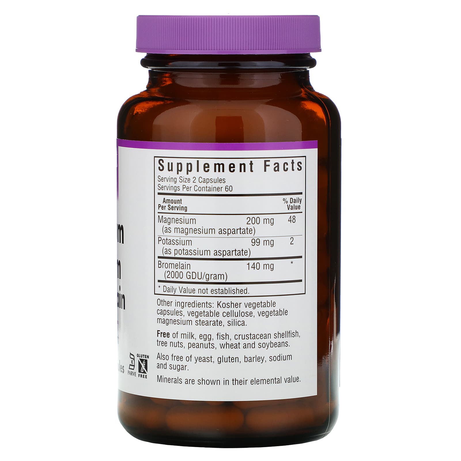 Nutrition, Magnesium Potassium Plus Bromelain, 120 Vcaps