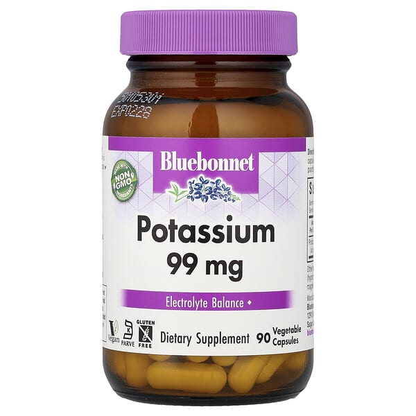Bluebonnet Nutrition, 칼륨, 99mg, 베지 캡슐 90정