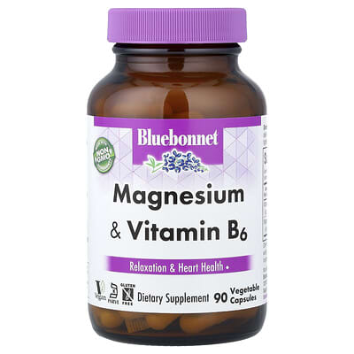 Bluebonnet Nutrition, Magnesium & Vitamin B6, 90 Vegetable Capsules