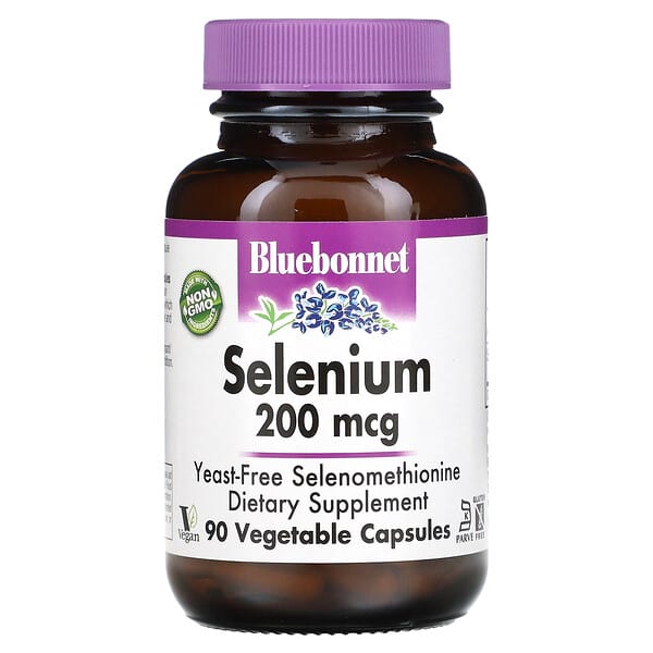 Bluebonnet Nutrition, Selen, Selenomethionin, 200 mcg, 90 pflanzliche Kapseln