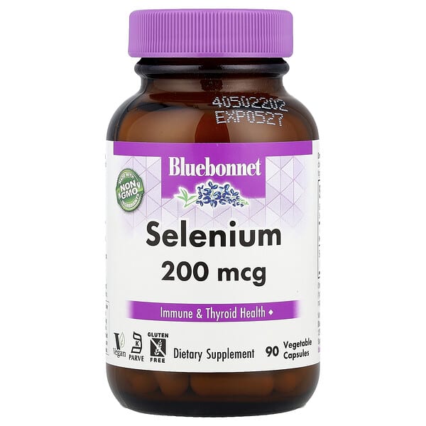 Bluebonnet Nutrition Selenium, 200 mcg, 90 Vegetable Capsules