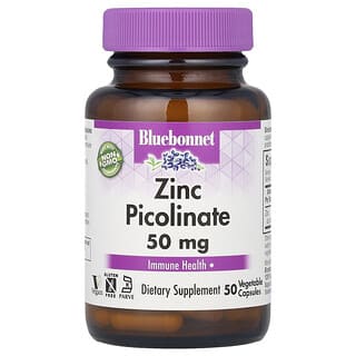 Bluebonnet Nutrition, Picolinato de Zinco, 50 mg, 50 Cápsulas Vegetais