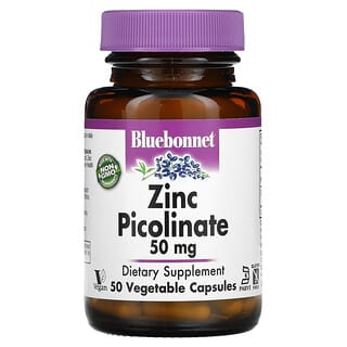 Bluebonnet Nutrition, Picolinato de zinc, 50 mg, 50 cápsulas vegetales