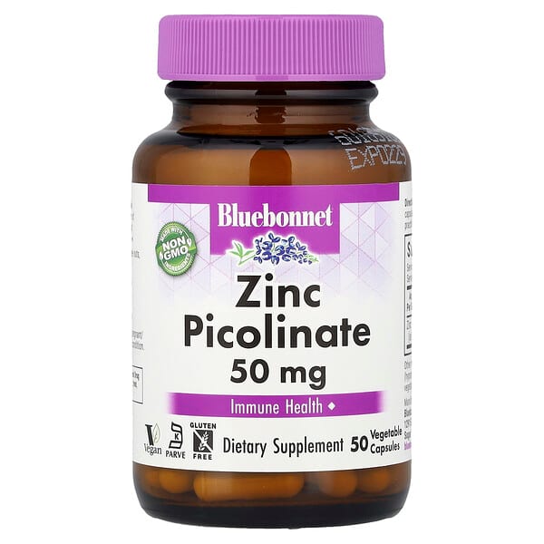 Bluebonnet Nutrition, Zinc Picolinate, 50 mg, 50 Vegetable Capsules — product photo 1