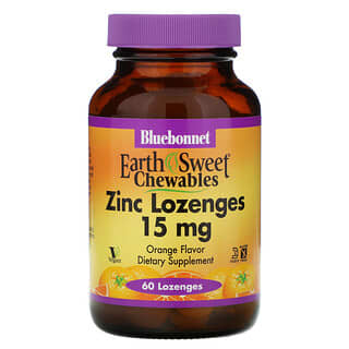 Bluebonnet Nutrition, EarthSweet, Pastilles de zinc, Arôme naturel d'orange, 15 mg, 60 pastilles