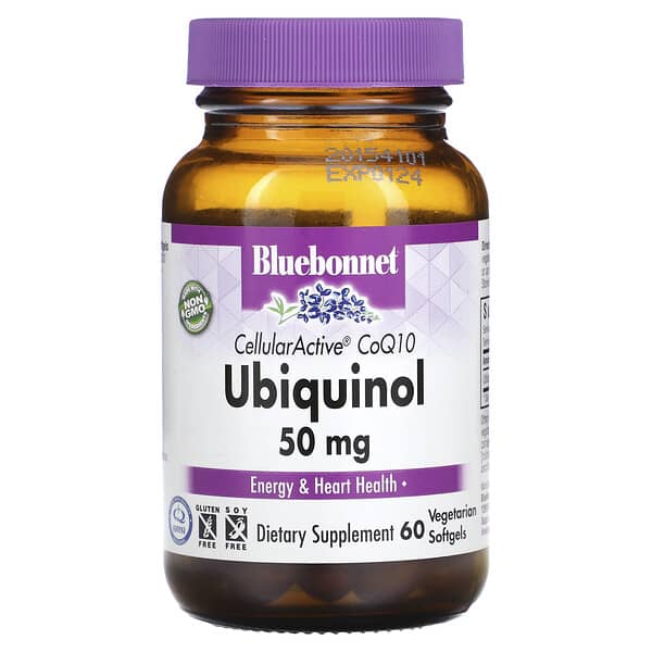 Bluebonnet Nutrition, CellularActive CoQ10, ubiquinol, 50 mg, 60 cápsulas blandas vegetales