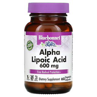 Bluebonnet Nutrition, Ácido alfa-lipoico, 600 mg, 60 cápsulas vegetales
