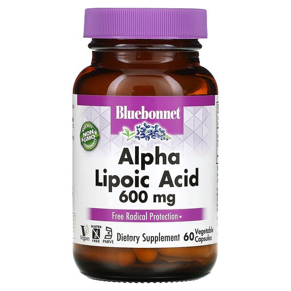 Bluebonnet Nutrition, Alpha-Liponsäure, 600 mg, 60 pflanzliche Kapseln