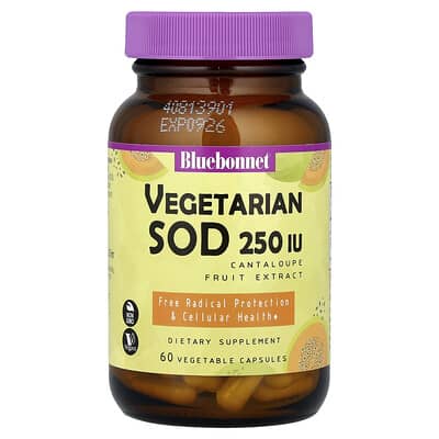 Bluebonnet Nutrition, Super Fruits, Vegan Superoxide Dismutase, Melon Extract, 250 IU, 60 Veggie Capsules