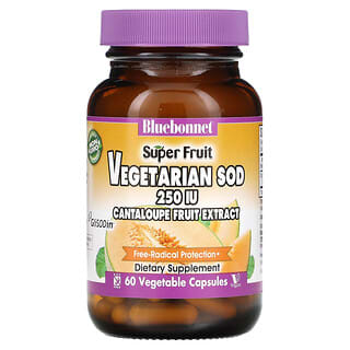 Bluebonnet Nutrition, Super Fruit, SOD Vegetal, Extrato de Melão-cantalupo, 250 UI, 60 Cápsulas Vegetais