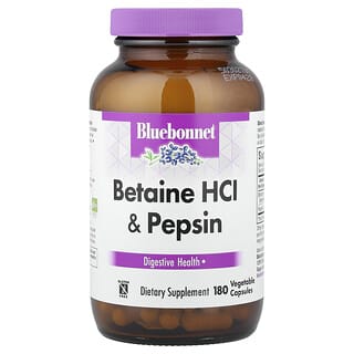 Bluebonnet Nutrition, Betaine HCl & Pepsin, 180 Vegetable Capsules