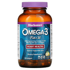 Bluebonnet Nutrition, Óleo de Peixe Ômega-3, Saúde do Coração, Limão, 120 Cápsulas Softgel