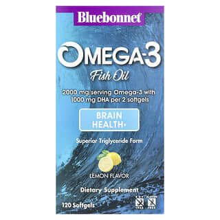 Bluebonnet Nutrition, Aceite de pescado con omega-3, Limón, 120 cápsulas blandas