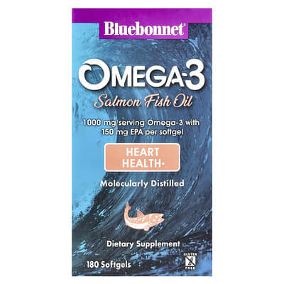 Bluebonnet Nutrition, Omega-3 Salmon Oil, 1000 mg, 180 Softgels