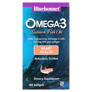 Bluebonnet Nutrition, Натуральный омега-3 жир лосося, 1000 мг, 180 мягких капсул