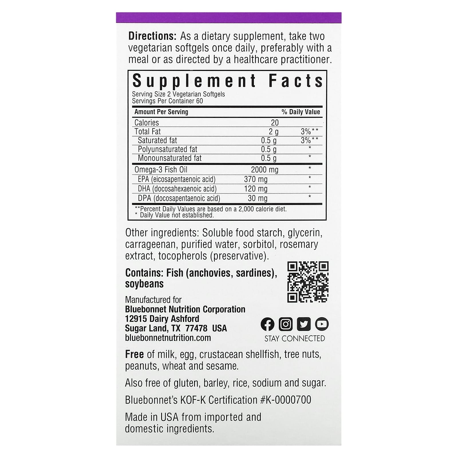 Nutrition, Omega3 Kosher Fish Oil, 2,000 mg, 120 Vegetarian