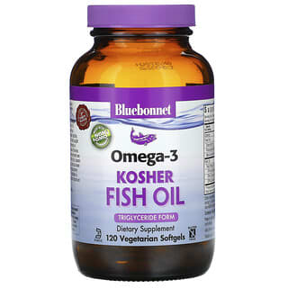 Bluebonnet Nutrition, Aceite de pescado kosher con omega-3, 120 cápsulas blandas vegetales