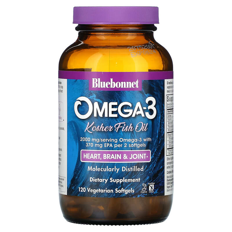 Omega 3 Kosher Fish Oil 2 000 mg 120 Vegetarian Softgels 1 000