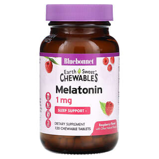Bluebonnet Nutrition, Earth Sweet Chewables, Melatonin, Raspberry, 1 mg, 120 Chewable Tablets