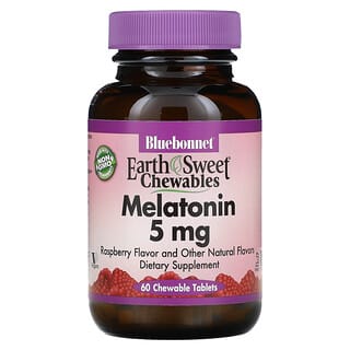 Bluebonnet Nutrition, Earth Sweet Chewables, Melatonin, Raspberry Flavor, 5 mg, 60 Chewable Tablets