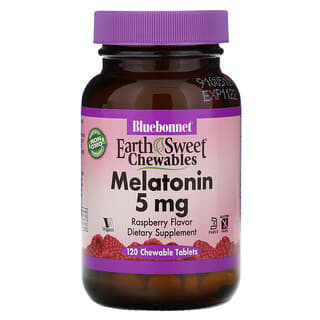 Bluebonnet Nutrition, Earth Sweet Chewables, Melatonin, Natural Raspberry Flavor, 5 mg, 120 Chewable Tablets