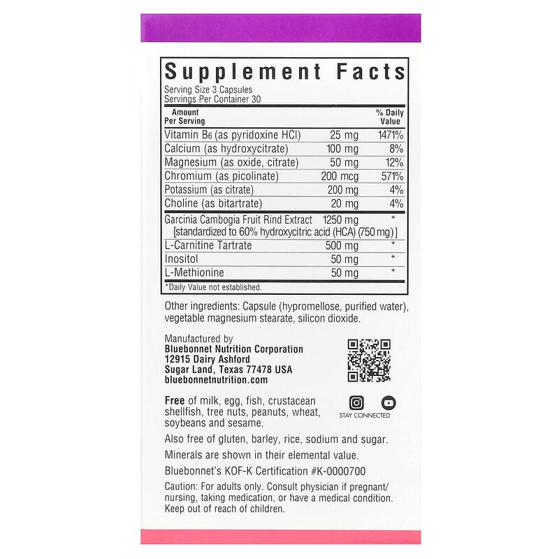 bluebonnet nutrition acetyl l-carnitine 500mg Vitamin Capsules, 60 Count Skinny Garcinia, 90 Vegetable Capsules