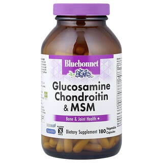 Bluebonnet Nutrition, Glucosamina, condroitina más MSM, 180 cápsulas vegetales