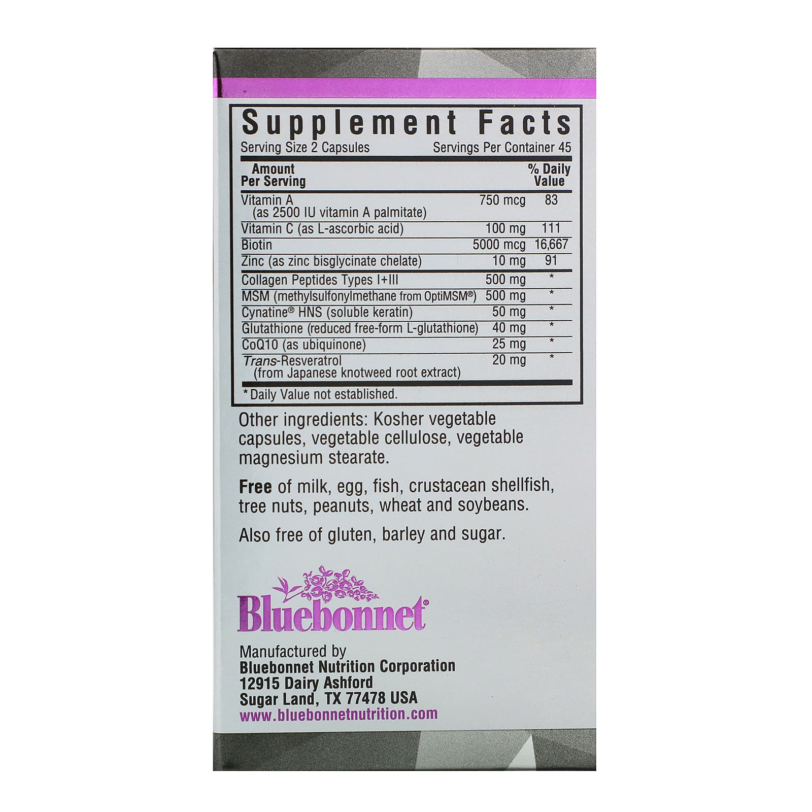 Bluebonnet Nutrition, Beautiful Ally, Hair, Skin & Nails, 90 Vegetable ...