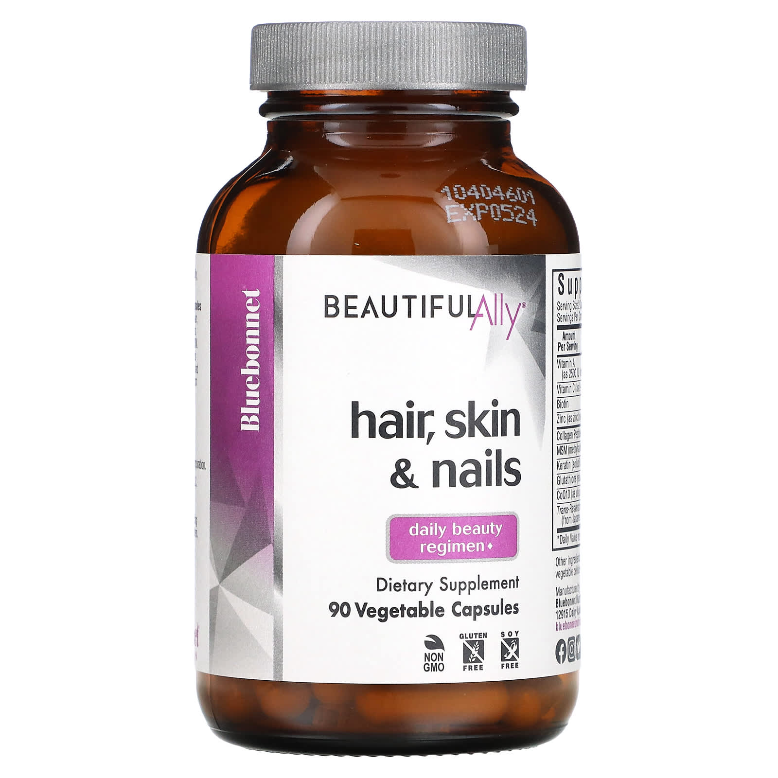 Bluebonnet Nutrition, Beautiful Ally, Hair, Skin & Nails, 90 Vegetable ...