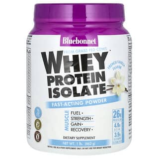 Bluebonnet Nutrition, Isolat de protéines de lactosérum, vanille française, 1 kg (462 g)