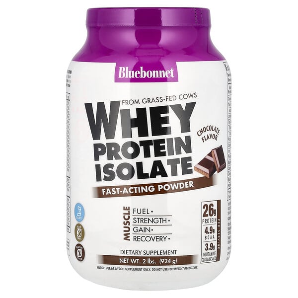 Bluebonnet Nutrition, 분리 유청 단백질, 자연 초콜릿, 2 lbs (924 g)
