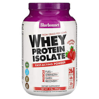 Bluebonnet Nutrition, 100 % naturel, Isolat de protéines de lactosérum, fraise naturelle, 924 g