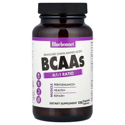 Bluebonnet Nutrition, BCAAs 4:1:1 Ratio (Branched Chain Amino Acids), 120 Vegetarian Capsules