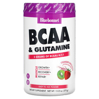 Bluebonnet Nutrition‏, BCAA וגלוטמין, בטעם תות וקיווי, 375 גרם (13.23 אונקיות)