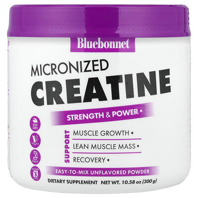 Bluebonnet Nutrition, Micronized Creatine Powder, Unflavored, 10.58 oz (300 g)