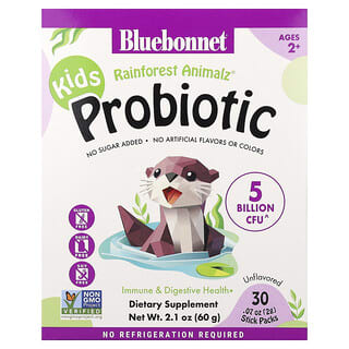 Bluebonnet Nutrition, Niños, Probióticos, De 2 años en adelante, Sin sabor, 30 sobrecitos, 2 g (0,07 oz) cada uno