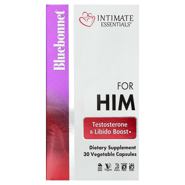 Bluebonnet Nutrition, Intimate Essentials, For Him, Testosterone & Libido Boost, 30 Vegetable Capsules — product photo 1