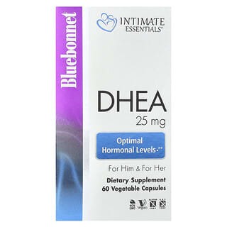 Bluebonnet Nutrition, Intimate Essentials, DHEA, Para Ele e Para Ela, 25 mg, 60 Cápsulas Vegetais