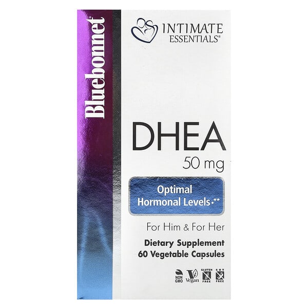 Bluebonnet Nutrition, Intimate Essentials®，DHEA，男女適用，50 毫克，60 粒素食膠囊