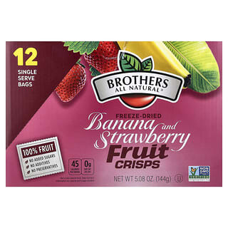 Brothers-All-Natural, Tortinhas de Frutas, Banana e Morangos, 12 Sacos de Porções Individuais, 12 g (0,42 oz) Cada