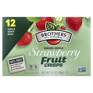 Brothers-All-Natural, Chips aux fruits, Fraise, 12 sachets individuels, 7,5 g chacun