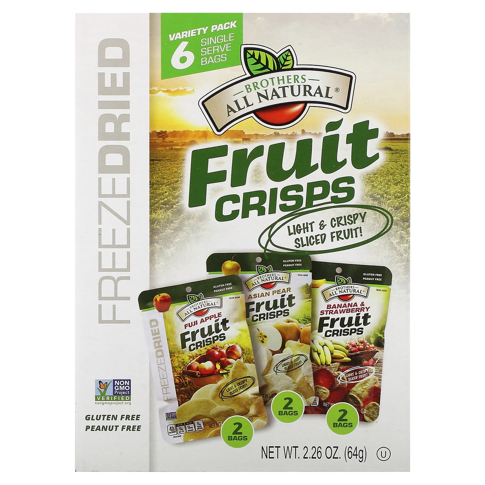 Brothers-All-Natural, Freeze Dried Fruit Crisps, Variety Pack, 6 Single ...