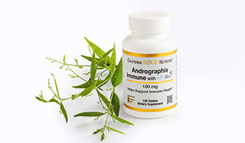 Adrographis supplement and plant on white background