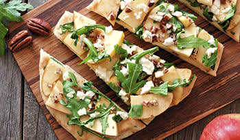 Flatbread Pizza with Apples Arugula and Pecans