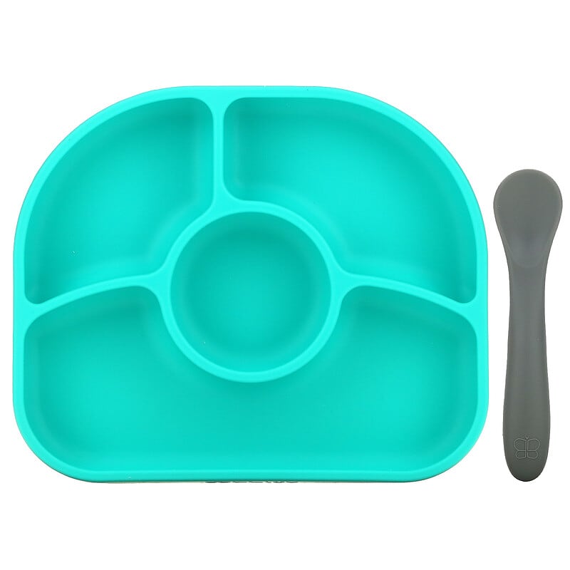 Assiette pour bébé anti-dégât et cuillère en silicone Yümi